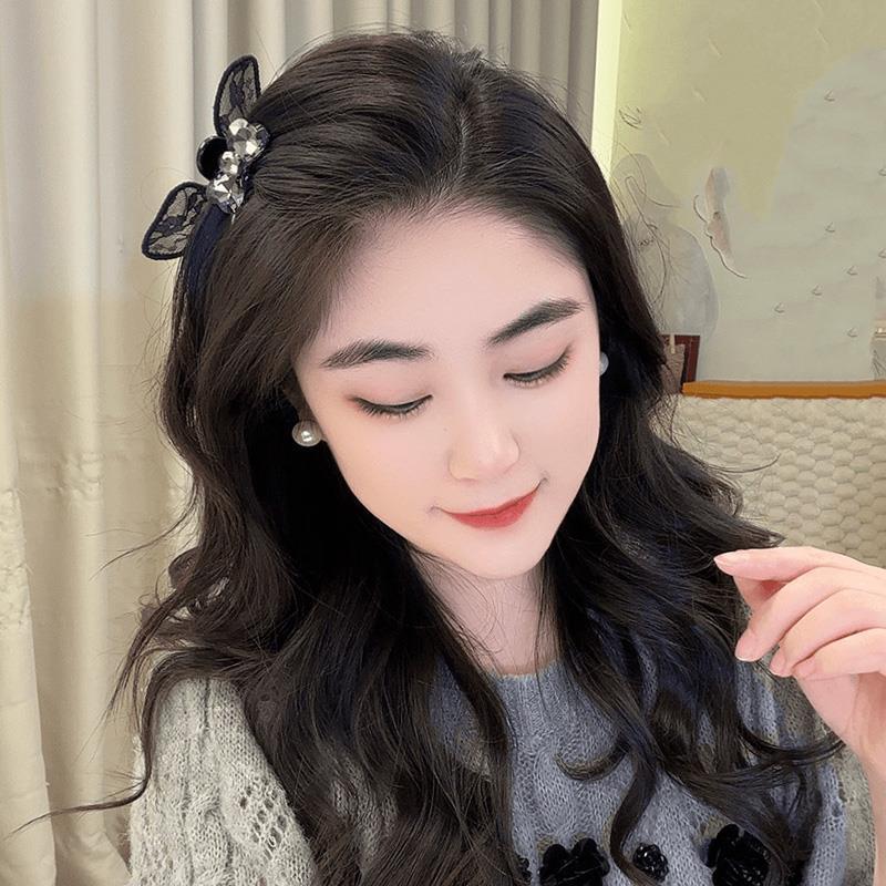 黑色蝴蝶结抓夹女2025年新款侧边刘海夹小号公主头夹子发卡子头饰|undefined