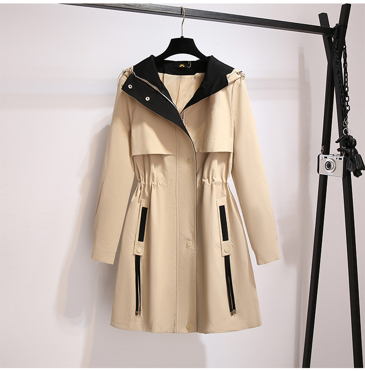 Women's Clothing Large Size Hooded Windbreaker For Women Long Autumn New Loose Slim Temperament Casual Versatile Jacket_voghion.com
