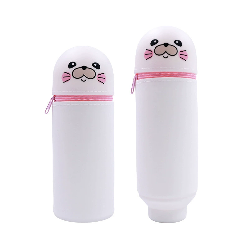 Silicone Cartoon Pencil Case, Large-Capacity Foldable Stationery Pouch, Dinosaur & Animal Designs
