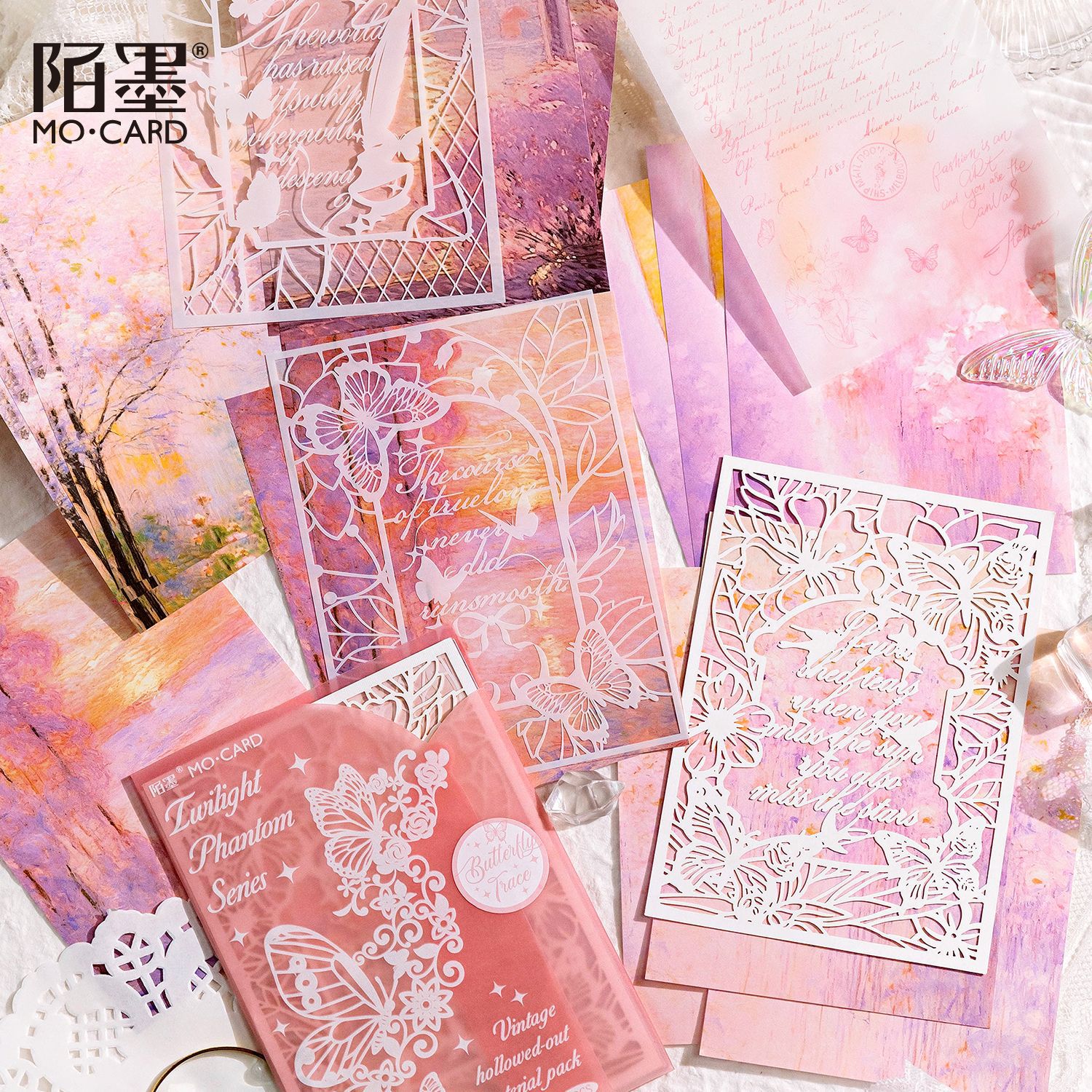 Mo Mo Material Pack Twilight Phantom Series Mixed Material Hollow Lace Paper Handbook Material Decoration DIY 4 Styles