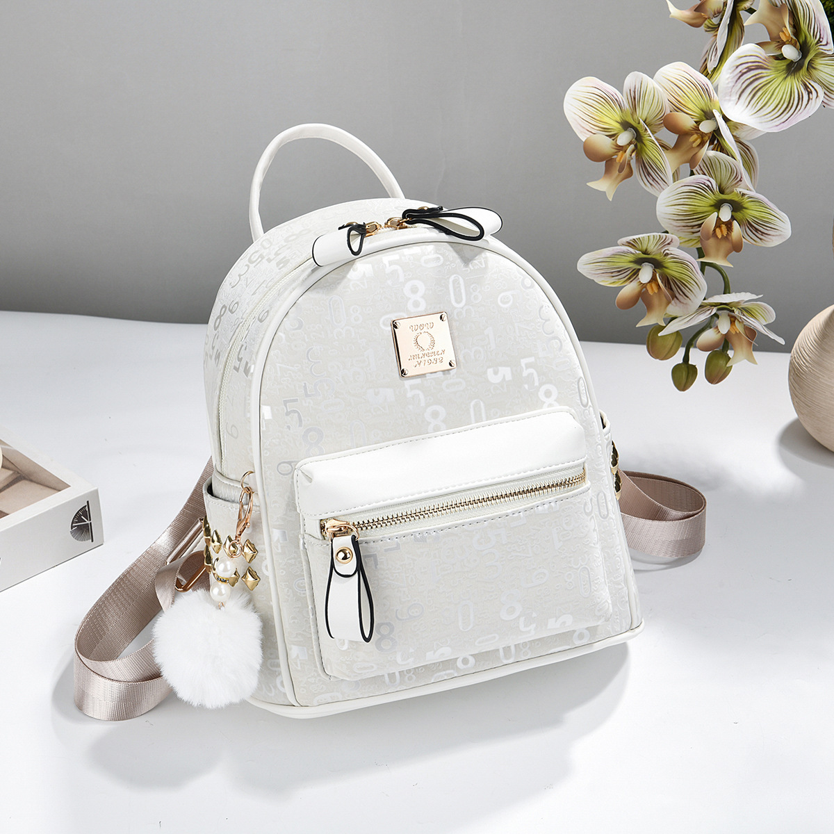 2026 nuevo temperamento retro alfanumérico impresión mochila de lujo mochila de mujer estudiantes bolsas de mujer casuales universales