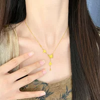 Аутентичная желто-золотая кисточка бабочка темперамент ожерелье мода 999 ножных золотых подвесок 2024 новая цепочка ключицы
