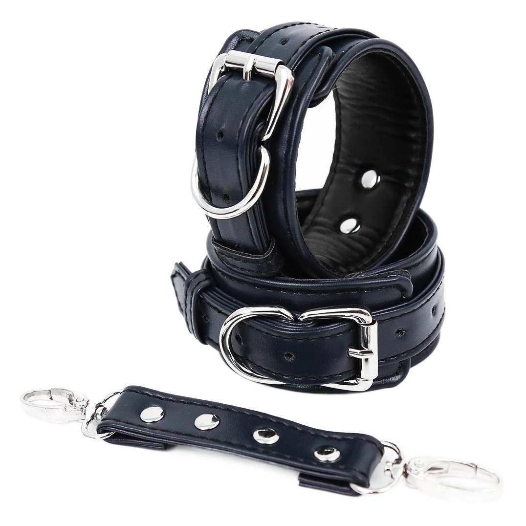 Productos sexuales para parejas, esposas de cuero para manos y pies, esposas de doble capa de esponja de PU, ataduras para manos y pies, juguetes alternativos. image 1