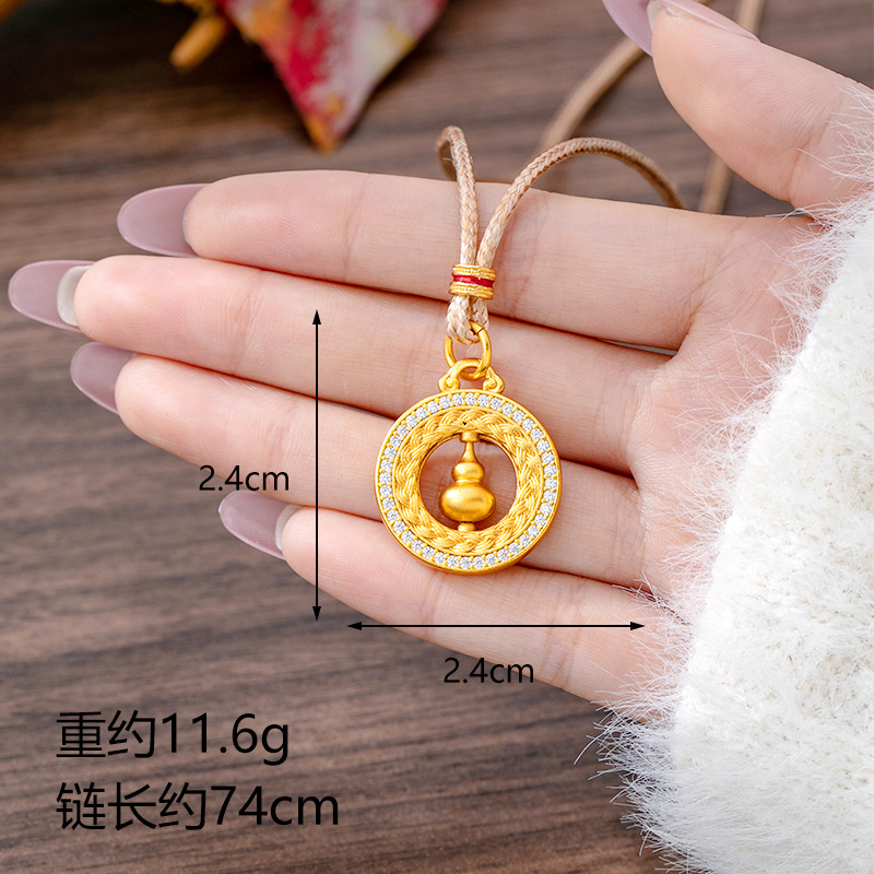 X4540 조롱박 목걸이 땋은 밧줄-베이지