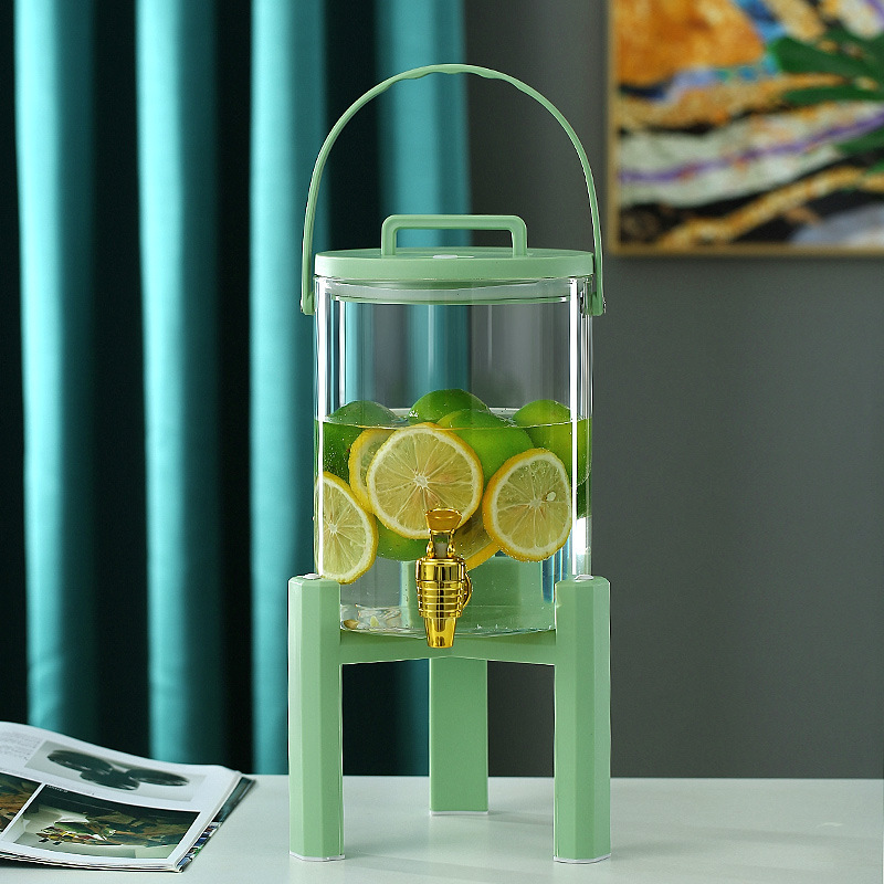 Cesta del refrigerador botella de agua fría con grifo vidrio gran capacidad botella de agua fría hogar bebida enzima cubo sellado burbuja cubo de vino