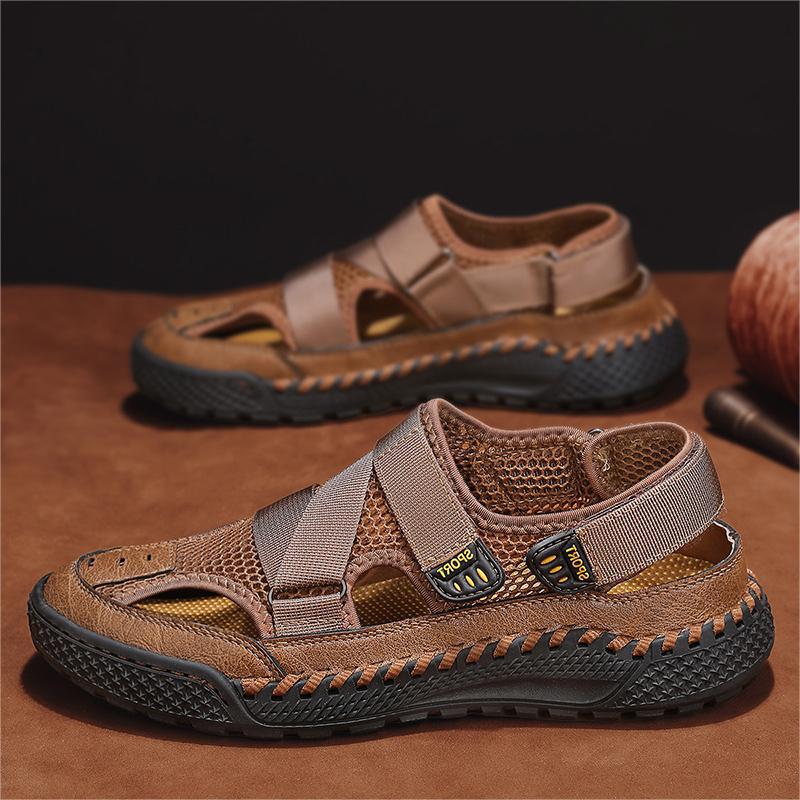 Amazon Men's Closed-Toe Sandals Breathable Summer Fashion Large Size Beach Shoes Hollow Mesh Breathable Non-Slip Shoes
