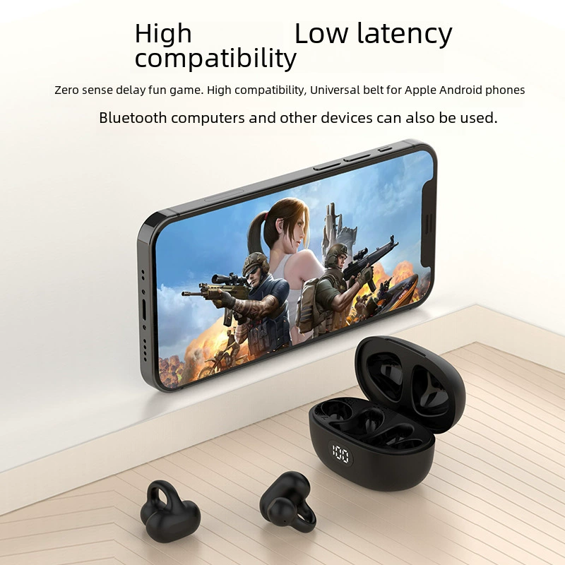 TWS S8 Bluetooth гарнитура к уху зарядка складClip ушной зажим -тип уха клип спортивный бег V5.3 не вставляется в ухо трехмерный