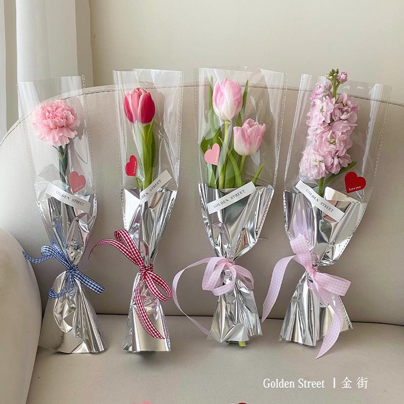 Espejo transfronterizo Galaxy ramo bolsa de embalaje bolsa de flores flor rosa bolsa de una sola rama bolsa de flores arte floral bolsa de tubo recto al por mayor image 3