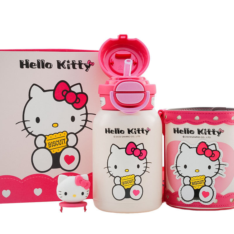 カップベア魔法瓶カップ クロミ女子学生カップ 正規品 公式子供用幼稚園ストロー ダブルドリンクカップ|undefined