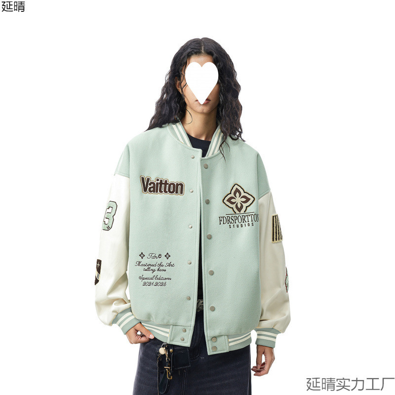 Diamond Embroidered American Sports Quilted Baseball Jacket for Men and Women Autumn and Winter Couple Loose Jacket