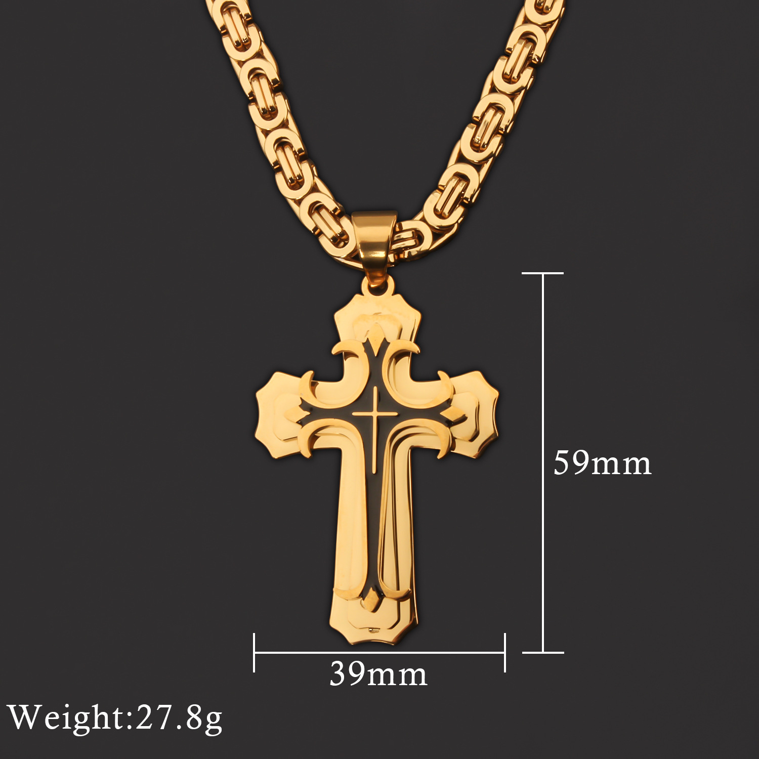35g Weight Titanium Steel Pendant Material Pendant Necklace Classification Titanium Steel Chain Material 1 Piece Quantity Party, Carnival, Street Occasion Titanium Steel Material Cross Pattern Men's Gender Plating Design Exaggerated, Punk Style Exaggerated Punk Cross Titanium Steel Plating Men's Pendant Necklace 15