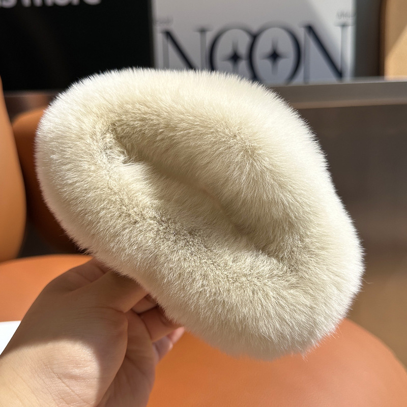 Korean Oversized Real Rex Rabbit Fur Back of the Head Hair Clip Trendy Cute Plush Hair Accessory Winter Women Korean Oversized Real Rex Rabbit Fur Back of the Head Hair Clip Trendy Cute Plush Hair Accessory Winter Women