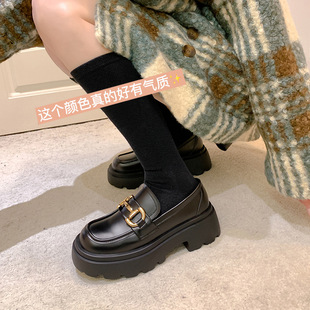 Thick-Soled 7cm Loafers for Women British Style Small Leather Shoes 2025 Spring New Versatile Casual Shoes for Women