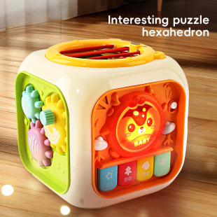 Cross-border Hot Selling Hexahedron Clap Drum 0-3 Years Old Boys and Girls Six-sided Drum Baby Toy Baby Educational Early Education