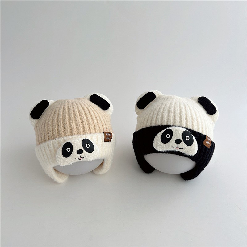 Sombreros para bebés invierno para niños gorras de protector de orejas super lindas gorras de punto panda gorras de abrigo