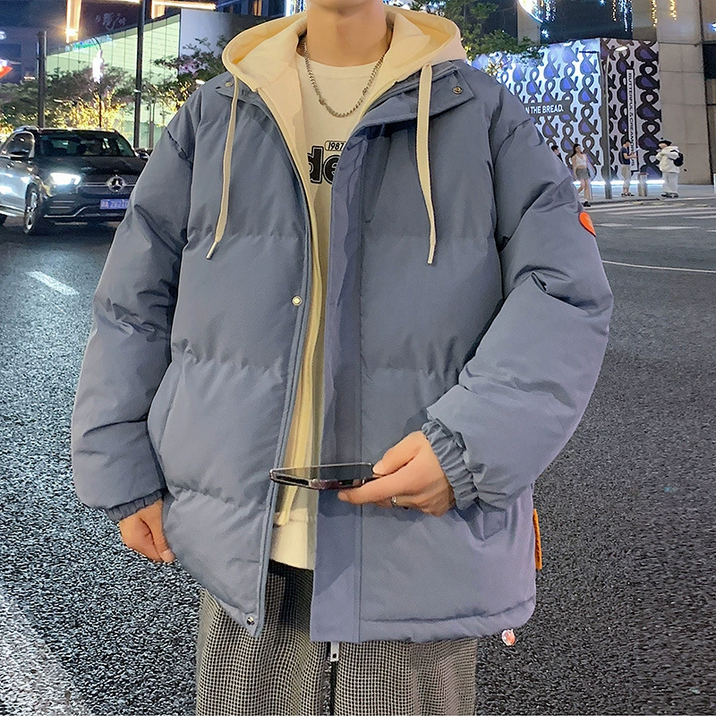 Поддельная хлопчатобумажная куртка с двумя капюшоном мужская зимняя куртка с капюшоном толстая хлопчатобумажная одежда с капюшоном хлебная одежда повседневная куртка хлопчатобумажная одежда
