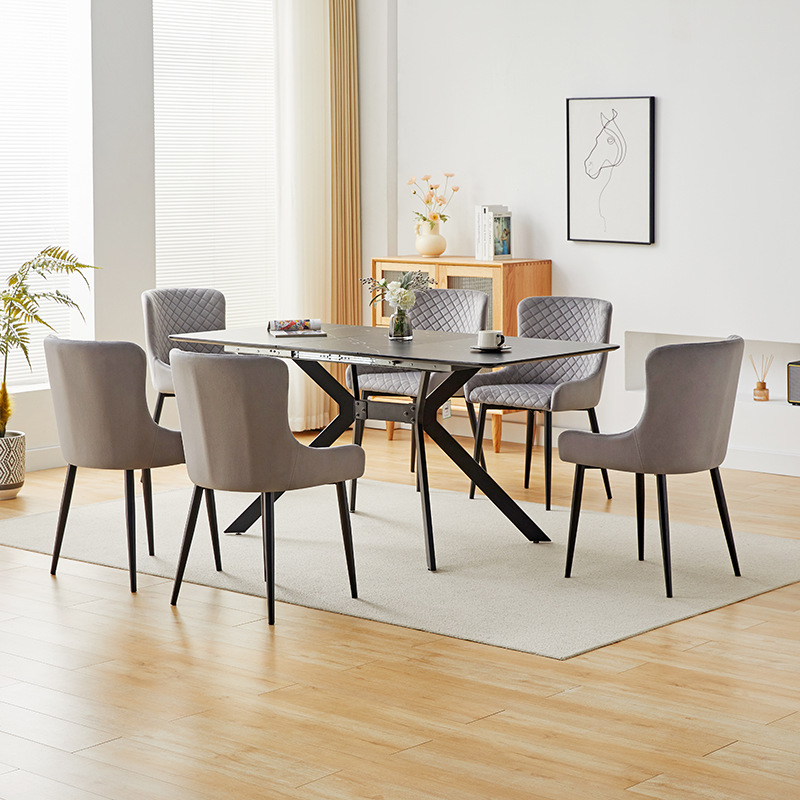 Mesa de comedor de madera sólida, mesa de negociación plegable retráctil, mesa de comedor de MDF pulverizada moderna y minimalista