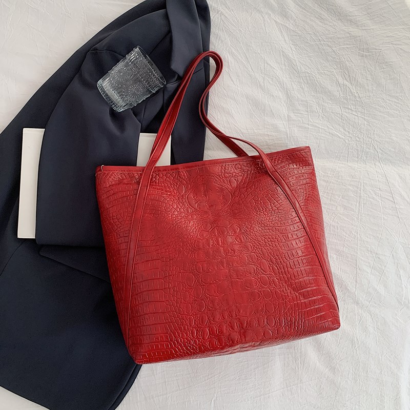 2024 bolso retro de mujer nueva gran capacidad cocodrilo estampado bolso de hombro de viaje de alta calidad