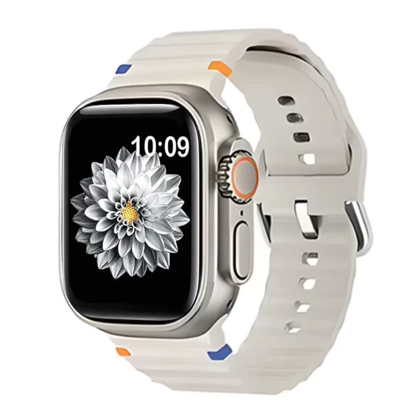 For Apple Watch Strap Apple Watch 9/S10 Ultra Unisex Colored Stitch Wave Silicone
