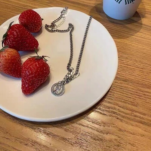 Women's Hoodie Necklace, Ins-Like Minimalist Luxury, Unique Trendy Cool, Coin-Shaped Rustic Pendant, Simple and Versatile Sweater Chain