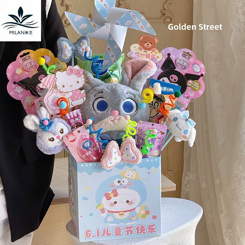 Día del niño Tarjeta de dibujos animados Tarjeta de felicitación colgante Hecho a mano Diy caramelo Aperitivos Ramo Material de embalaje Regalo