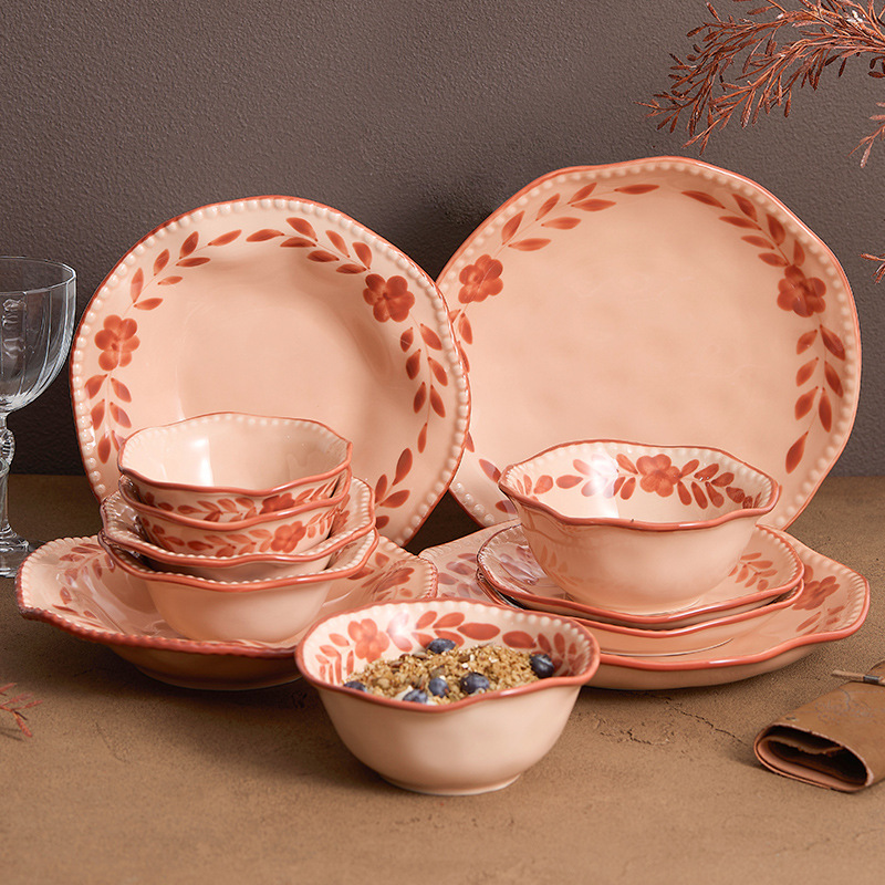 Manufacturer's Ceramic Tableware Set, Red High-Value Housewarming Rice Bowl, Plate, and Chopstick Combination, 2026 New Model