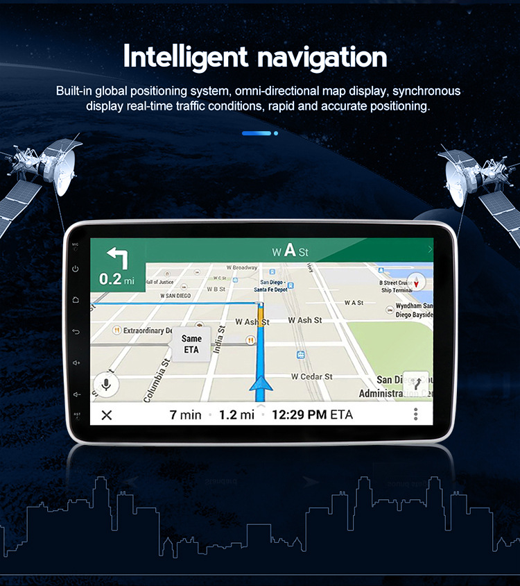 10.1inch Single Spindle 360 Rotating Shaking Head Screen Android Large Screen Central Control Navigation Car Radio Gps All-In-One