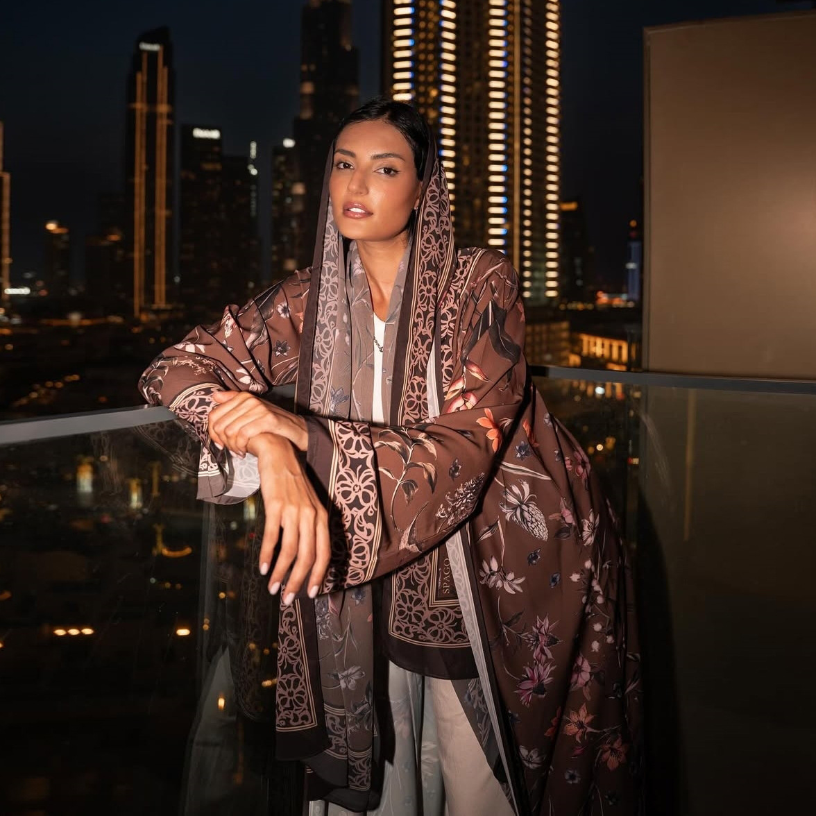Cross-border Women's Fashion Printed Muslim Cardigan Robe, Middle Eastern Arab Dubai Outfit With Headscarf, Loose Fit_ecoleips.com