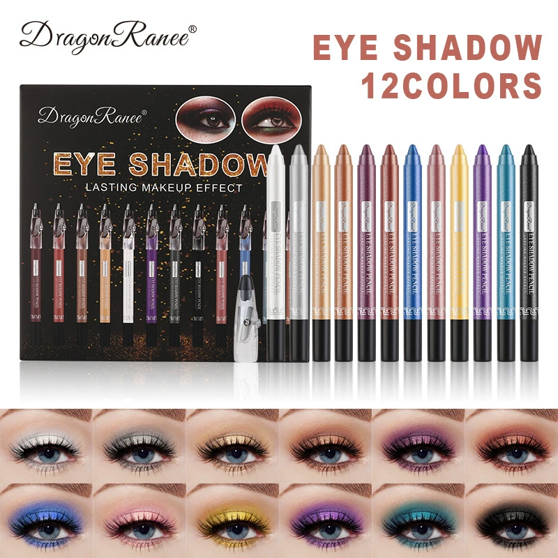 Трансграничная ручка для теней Eyeshadow Stick Eyeshadow костюм лежа ручка шелкопряда жемчуг с точилкой для карандашей пенопластовая ручка 12 комплектов коробок