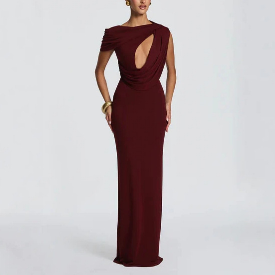 2026 New Amazon Multi-Color Asymmetrical One-Shoulder Draped Front Hollow-Out Slim-Fit Long Gown Dress 2026 New Amazon Multi-Color Asymmetrical One-Shoulder Draped Front Hollow-Out Slim-Fit Long Gown Dress