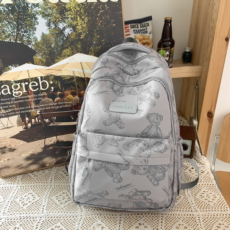 学生涂鸦潮流背包高中初中女书包简约双肩大容量两件套背包补习袋|undefined