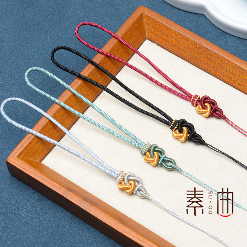 中国风玉佩蜜蜡手把件挂绳手工编织同心结包挂diy手机绳U盘饰品绳