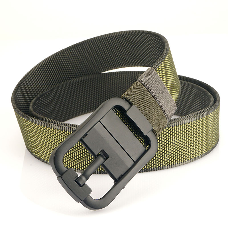 [Doble cara de doble uso] Nueva hebilla giratoria de cinturón de nylon de dos colores para hombres casual simple correa de pantalones de lona tejida