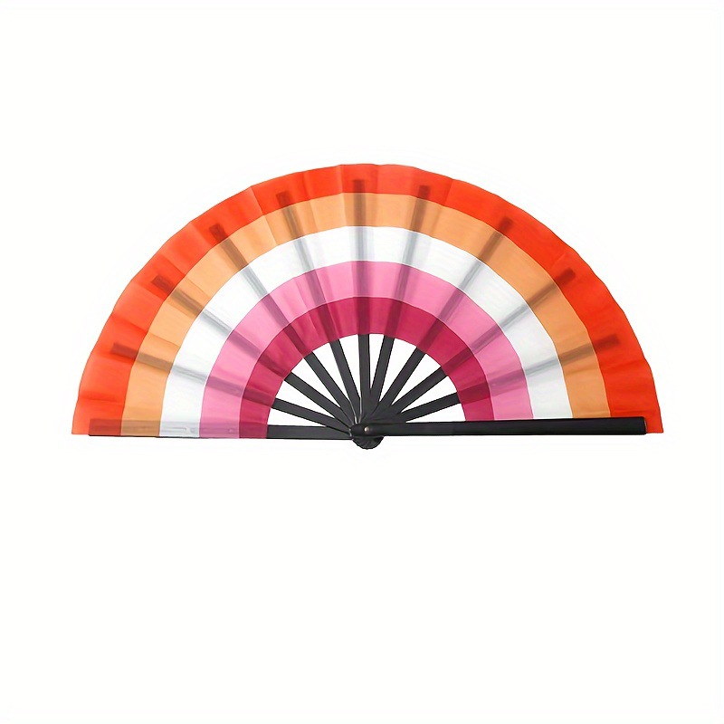 Arco iris de gran tamaño ventilador sonoro fácil de abrir hueso de bambú hueso de plástico color rueda kung fu ventilador de baile ventilador al por mayor