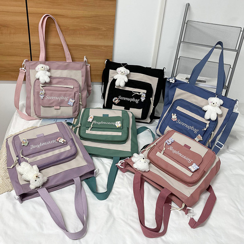 Large Capacity Handbag School Bag for Primary and High School Students, Unisex Shoulder Bag, Japanese Cute Girl Crossbody Bag
