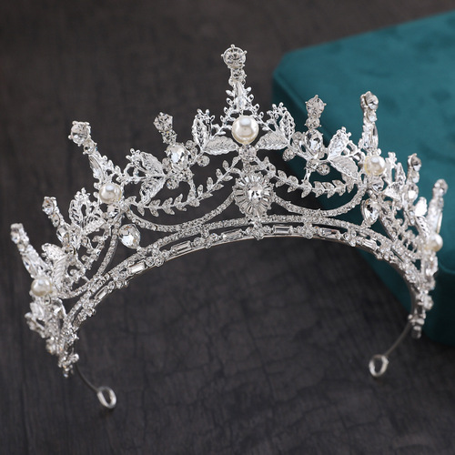 High-end bridal crown European and American fashion hair accessories pearl rhinestone tiara photo birthday crown wedding dress accessories
