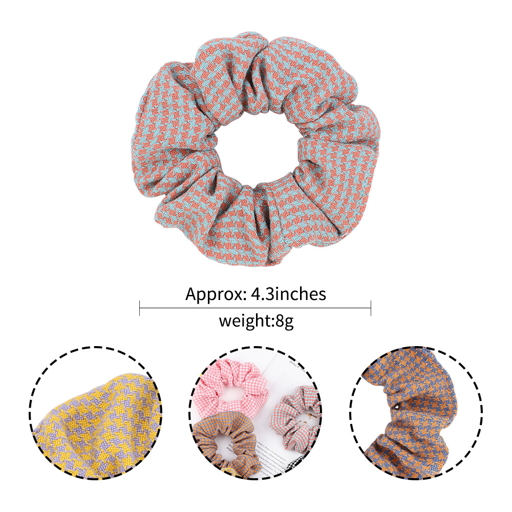 Cute Houndstooth Printed Folds Hair Scrunchies Set Wholesale Nihaojewelry display picture 2