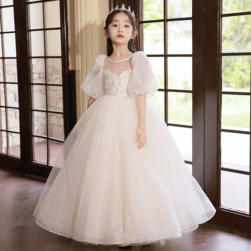 Платье принцессы на день рождения для девочек, стильный костюм с цветочным узором для маленьких девочек, свадебный костюм для выступлений на фортепиано, летний костюм