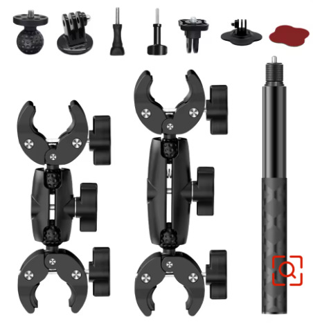 国境を越えて供給される、両頭強力カニ爪クランプ式屋外バイク用スマホホルダー、防振スポーツカメラライディングスタンド