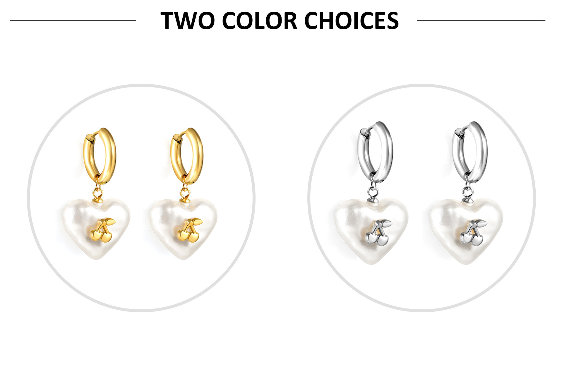 10g Weight 304 Stainless Steel Ear Needle Material Charm Sleeper Hoop Earrings, Drop Earrings Classification 1 Pair Quantity 1 Pair Sweet Simple Style Cherry Heart Shape Cherry Plating 304 Stainless Steel Drop Earrings