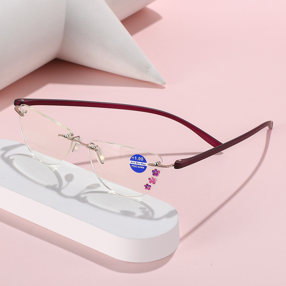 Fashionable frameless reading glasses young tr90 glasses legs new reading glasses anti-blue light reading glasses European and American cross-border