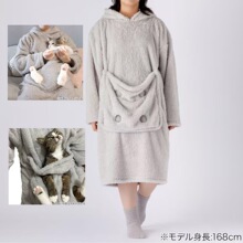 亚马逊爆款猫奴家居服创意有趣秋冬新款毛绒家居服猫咪收纳家居服