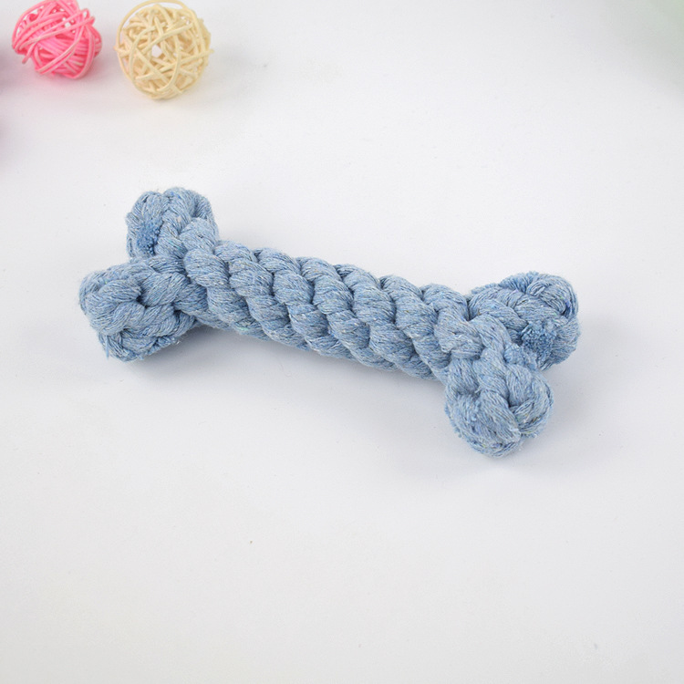 Juguete para mascotas cuerda de algodón hueso tejido a mano simulación resistente a mordeduras hueso de perro multicolor opcional suministros para mascotas al por mayor