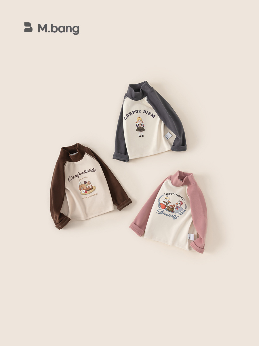 Youbao Ropa Infantil para Niñas, Camiseta de Manga Raglán con Cuello Redondo, Invierno, Nuevo Estampado de Dibujos Animados de Wuxing, Top de Invierno para Niña Pequeña