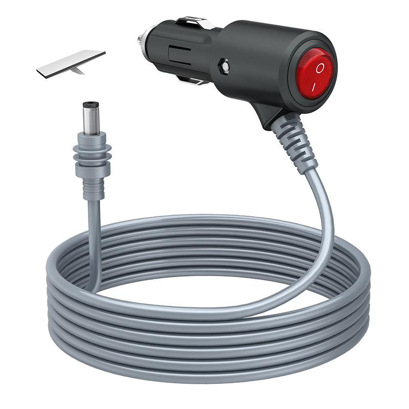 Cross-Border Amazon Popular Car Charger Car Cigarette Lighter Car Charging Source Line Switch Car Charger Line Manufacturer Wholesale