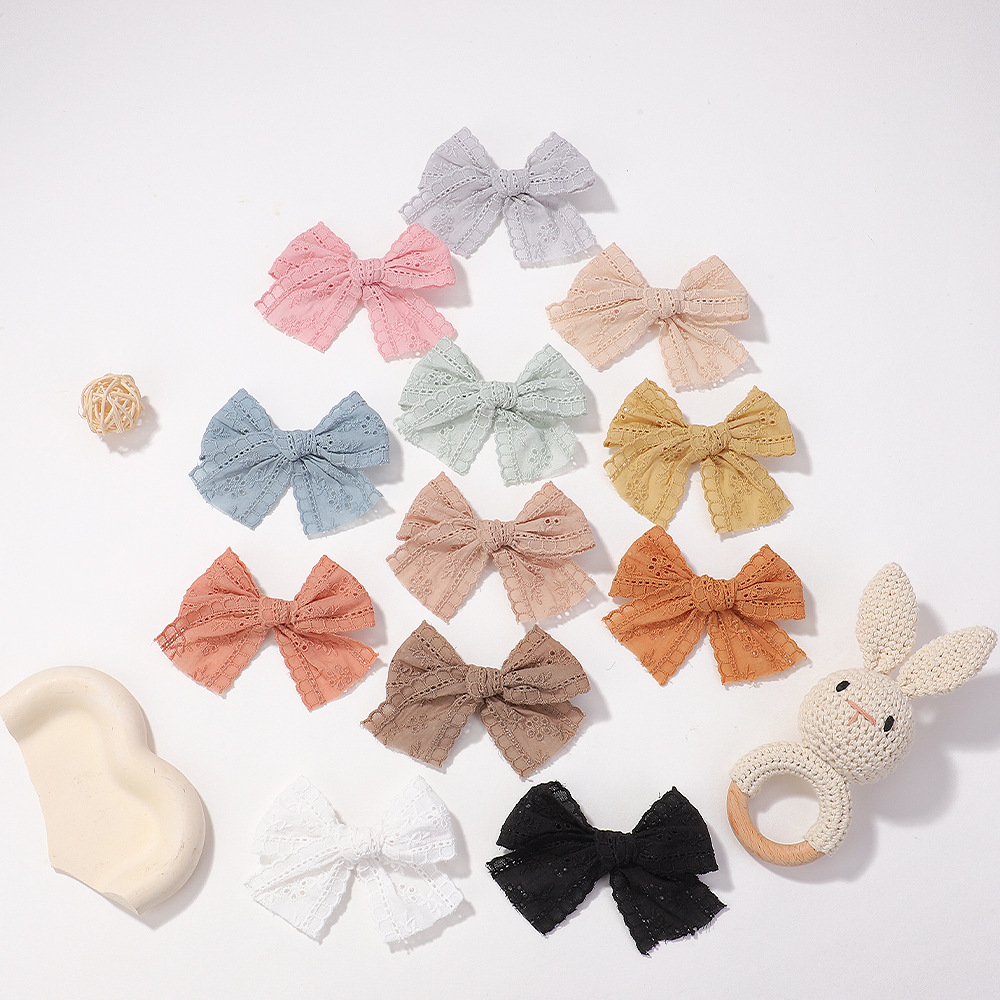 18g Weight Hair Clip Hair Accessories Type Mixed Quantity Daily Occasion Bow Knot Pattern Kid'S Gender Lace Design Cute Style Kid'S Cute Bow Knot Cloth Lace Hair Clip 4
