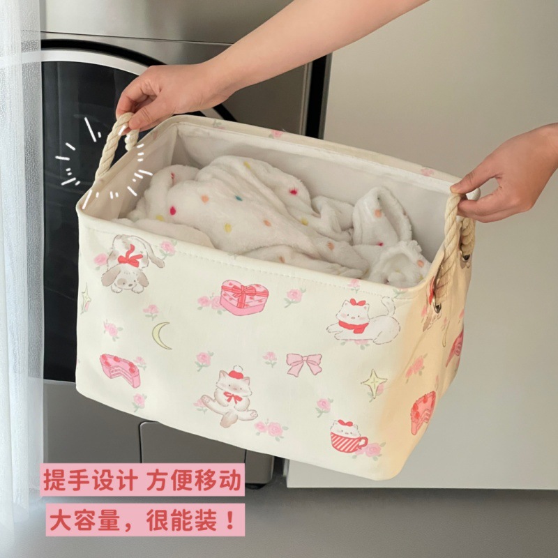 Cesta de juguete de estilo ins original, cesta de almacenamiento linda, artículos diversos, bocadillos, cesta de acabado de juguetes, cesta de ropa sucia plegable de dibujos animados
