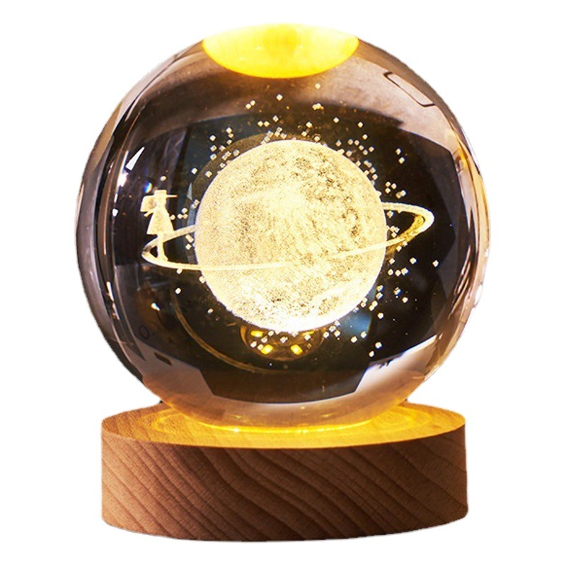 Fábrica al por mayor bola de cristal luminosa Vía Láctea decoración del hogar 3D láser talla interior creativo pequeño regalo logo