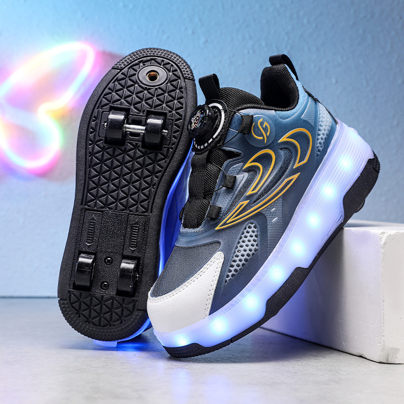 Children's four-wheel flashing light rechargeable multifunctional roller shoes with wheels, suitable for both boys and girls, rechargeable double-row shoes Children's four-wheel flashing light rechargeable multifunctional roller shoes with wheels, suitable for both boys and girls, rechargeable double-row shoes
