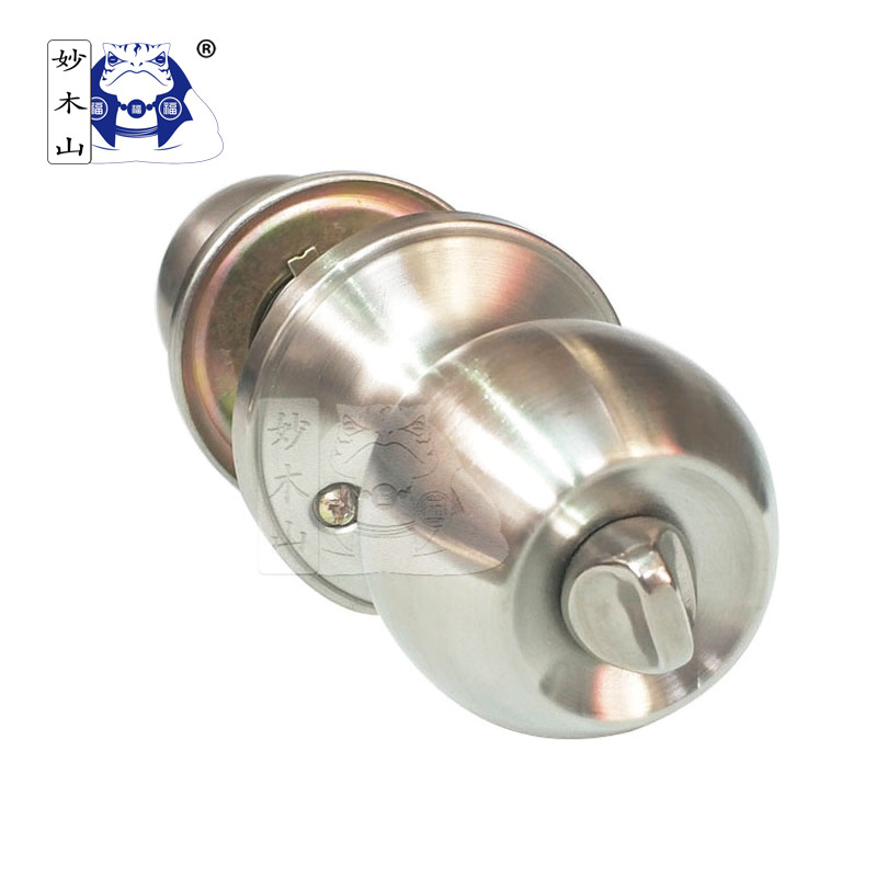 Cerradura de bola de acero inoxidable 587 para puertas de madera de interior, cerradura de bola con núcleo de latón y llave, cerradura de panel de puerta de acero plástico con núcleo de latón.